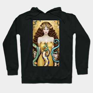 Gustav Klimt's Serpentine Reverie: Women Embraced by Snakes Hoodie